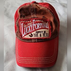 Yak &Yeti Red and Brown Lucky Fortune Cap